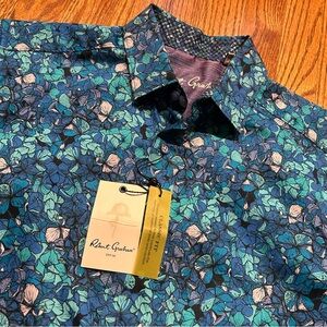 Robert Graham BEDFORD Floral Blue Medium NWT $178 Classic Fit Short Sleeve